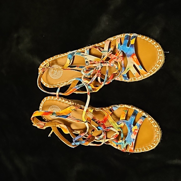 Lace Up Espadrille Multicolored Sandals - Picture 2 of 6